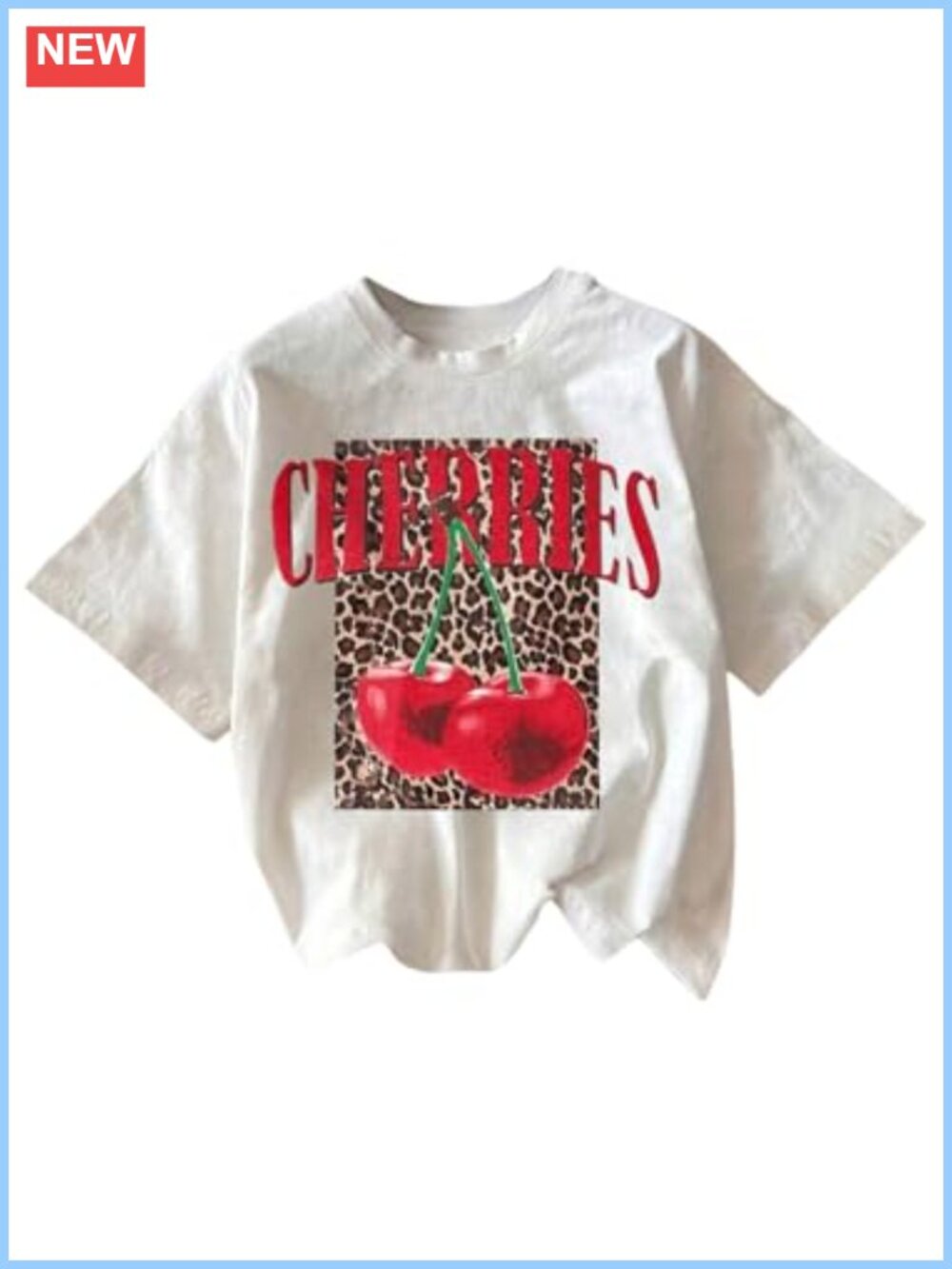 RoseSeek Women's Cherry Graphic Tee Crew Neck Short Sleeve Casual Summer Top
